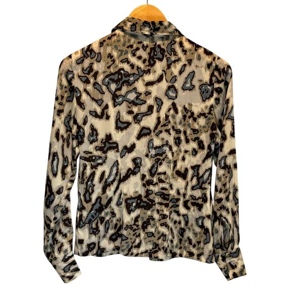 Santorelli Animal Print Satin Button Down Audrey Blouse - size 2 - Picture 6 of 6